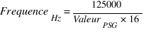 Frequence_Hz = 125000 / Valeur_PSG * 16