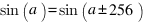 sin(a) = sin(a pm 256)