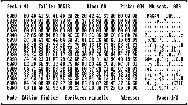 Exemple d'édition d'un en-tête système de fichier protégé