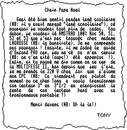 La lettre de Tony au père Noël